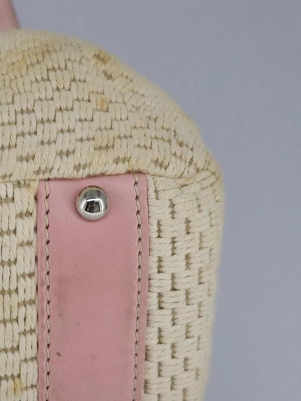 CHANEL Hand Bag Canvas Leather Pink Silver CC Auth - Picture 7 of 16